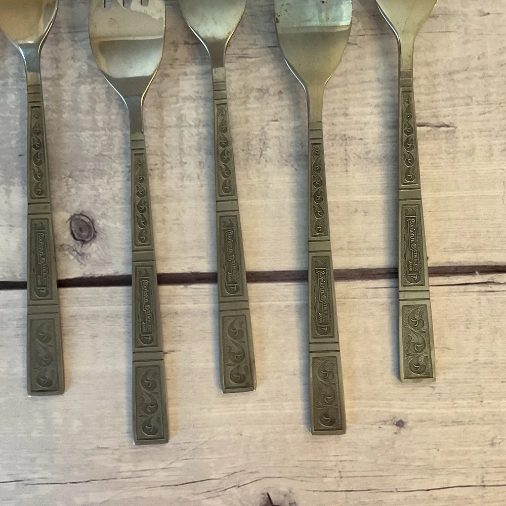 Riviera RIF4 Stainless Flatware Japan Set Of 8 Salad Dessert Forks MCM Vintage